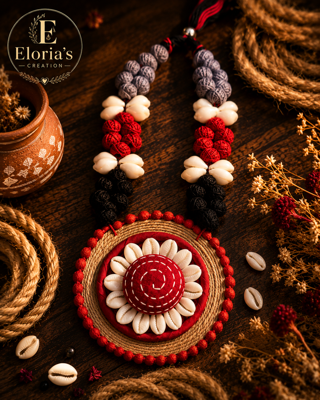Cowrie Bloom Handmade Necklace Set