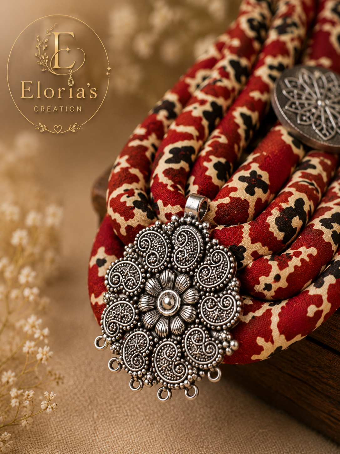 Eloria's Royal Ajrakh Heritage Necklace Set