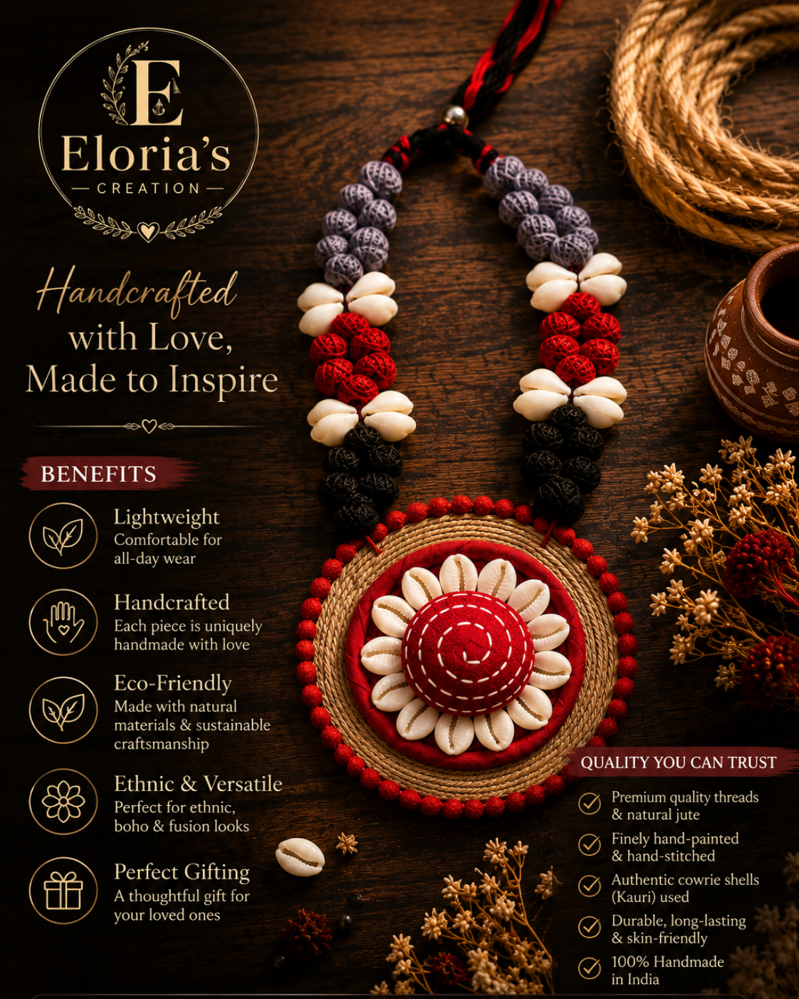 Cowrie Bloom Handmade Necklace Set
