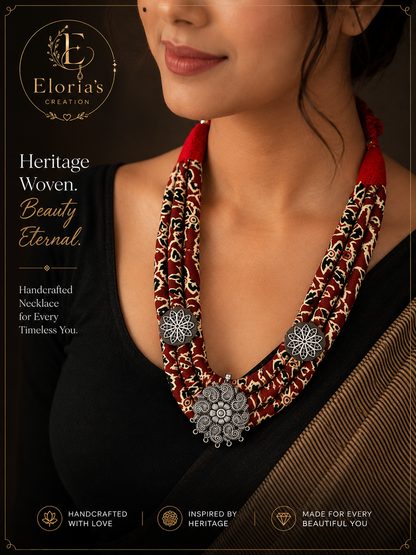 Eloria's Royal Ajrakh Heritage Necklace Set